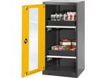 Chemikalienschrank Asecos CS-CLASSIC-G, Flügeltür und Glasausschnitt, 2 Auszüge, H 1105 mm, sicherheitsgelb