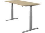 Schäfer Shop Select Schreibtisch SET UP, elektrisch höhenverstellbar, Rechteck, T-Fuß, B 1800 x T 800 x H 645-1290 mm, Wildeiche/weißaluminium