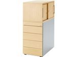 Schäfer Shop Genius Standcontainer mit Aufsatzschrank inkl. Schiebetür, komplett abschließbar, mit Griffnut, ahorn