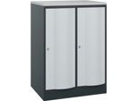 C+P Garderobenschrank Resisto, 2 Abteile, 2 Fächer, B 772 x T 640 x H 1077 mm, Anthrazitgrau/Lichtgrau