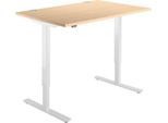 Schäfer Shop Select Schreibtisch Start Off, elektrisch höhenverstellbar, Rechteck, T-Fuß, B 1200 x T 800 x H 755-1255 mm, Ahorn/weiß
