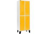 Schäfer Shop Select Kleiderspind, mit 2 x 2 Abteilen, 300 mm, mit Füßen, Drehriegelverschluss, Tür gelb