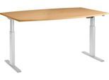 Schäfer Shop Select Besprechungstisch ERGO-T, elektrisch höhenverstellbar, Boot, T-Fuß, B 2000 x T 1000 x H 725-1185 mm, Buche/weißaluminium