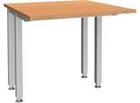 Schäfer Shop Genius Schreibtisch MODENA FLEX, 4-Fuß-Quadratrohr, verkürzte Seitenteile, B 800 mm, buche