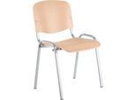 Nowy Styl Besucherstuhl ISO WOOD, ohne Armlehnen, stapelbar bis 10 Stück, B 460 x T 400 x H 450 mm, Buche/alusilber