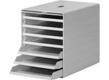 Schubladenbox Idealbox Plus, 7 Schübe, DIN C4, Kunststoff, grau