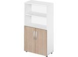 Schäfer Shop Select Kombischrank LOGIN, oben 2 Regale, unten 2 Ordnerhöhen mit Türen, B 800 x T 420 x H 1514 mm, weiß/Eiche