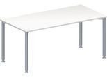 Schäfer Shop Genius Konferenztisch, Rechteck, 4-Fuß Rundrohr, B 1600 x T 800 x H 720-840 mm, weiß/weißaluminium RAL 9006