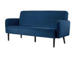 Dreisitzer Sofa meet by Paperflow LISBOA, Samtbezug blau, Fußgestell schwarz, B 1590 x T 550 x H 430 mm