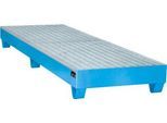 Stahl-Auffangwanne mit Gitterrost, 2400 x 800 mm, blau RAL 5012