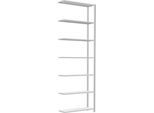 Schulte Lagertechnik Fachbodenregal Stecksystem MultiPlus250, Anbauregal, 7 Fachböden, Kreuzstrebe, B 1000 x T 300 x H 3000 mm, Lichtgrau RAL 7035