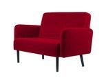 Zweisitzer Sofa meet by Paperflow LISBOA, Samtbezug rot, Fußgestell schwarz, B 1240 x T 815 x H 830 mm