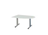 Schäfer Shop Select Besprechungstisch Planova Basic, Halbkreis, T-Fuß, B 1400 x T 1000 x H 717 mm, lichtgrau/weißaluminium RAL 9006