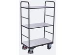 ESD-Etagenwagen, Stahl/Spanplatte, Graphitgrau/ Lichtgrau, 3 Etagen, 850 x 500 mm, EasySTOP, bis 250 kg