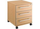 Schäfer Shop Select Rollcontainer Moxxo IQ 333, 3 Schübe, B 410 x T 495 x H 510 mm, abschließbar, Buche-Dekor