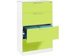 Hängeregistraturschrank ASISTO C 3000, 4 Schubladen, 2-bahnig, B 800 mm, mit Akustikblenden, weiß/viridingrün