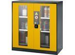 Chemikalienschrank Asecos CS-CLASSIC-G, Flügeltür m. Glasauschnitt, 2 Böden, 1055x520x1105 mm, sicherheitsgelb
