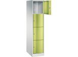 C+P Schließfachschrank Resisto, 1 Abteil, 4 Fächer, B 396 x T 640 x H 1950 mm, Lichtgrau/Clowngrün