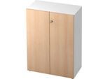 Aktenschrank TOPAS LINE, 3 Ordnerhöhen, Türen abschließbar, weiß/Eiche-Dekor