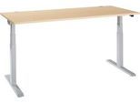 Schäfer Shop Select Schreibtisch ERGO-T 2.0, elektrisch höhenverstellbar, Rechteck, T-Fuß, B 1800 x T 800 x H 640-1300 mm, Ahorn/weißalu