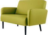 Zweisitzer Sofa meet by Paperflow LISBOA, desinfektionsmittelbeständiger Kunstlederbezug grün, Fußgestell schwarz, B 1240 x T 815 x H 830 mm