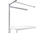 Aufbauportal m. Ausleger, Ansatztisch STANDARD Arbeitstisch/Werkbank UNIVERSAL/PROFI, 1500 mm, alusilber