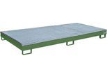 Bauer Regalwanne RW-GR 2700-1 PE, mit PE-Einsatz und Gitterrost, L 2665 x B 1315 x H 210 mm, lackiert, resedagrün RAL 6011