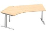 Schäfer Shop Genius Winkelschreibtisch MODENA FLEX 135°, Ansatz links, C-Fuß-Rechteckrohr, B 2165 mm, ahorn/weiß