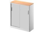 Schäfer Shop Genius Schiebetürenschrank TETRIS SOLID, 3 OH, 2 Fachböden, B 1000 mm, 19 mm Abdeckplatte, Buche-Dekor/weißalu