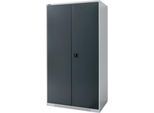 Schäfer Shop Genius Flügeltürenschrank FS, Stahl, mit Belüftungslöchern, B 1055 x T 620 x H 1950 mm, 5 OH, Weißalu/Anthrazitgrau, bis 500 kg
