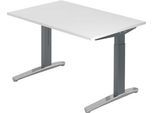 Schreibtisch TOPAS LINE, manuell höheneinstellbar, B 1200 mm, weiß/graphit/alu poliert