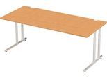 Schäfer Shop Select Schreibtisch COMBITEC, Rechteck, C-Fuß, B 2000 x T 1000 x H 677-817 mm, Buche/weißaluminium
