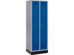 Schäfer Shop Genius Kleiderspind mit Sockel, 2 Abteile, Sicherheitsdrehriegelverschluss, weißaluminium/enzianblau