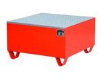 Stahl-Auffangwanne mit Gitterrost, 800 x 800 mm, rot RAL 3000