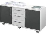 Schäfer Shop Genius Sideboard, 3 Schübe & 2 Türen, Metallgriffe, B 1200 x T 500 x H 720 mm, weiß/graphit