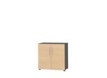 Schäfer Shop Select Schrank Start Off, 2 OH, abschließbar, B 800 x T 420 x H 788 mm, Holz, graphit/ahorn