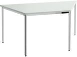 Konferenztisch, bis 6 Personen, Trapez, 4-Fuß Quadratrohr, B 1600 x T 800 x H 720 mm, lichtgrau/chromsilber
