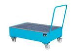 Stahl-Auffangwanne mit Rollen+Griff, 1200 x 800 mm, blau RAL 5012