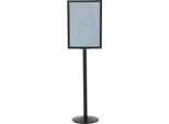 Update Display Infoständer, doppelseitig, Stahl-Fußplatte, ovales Zentralprofil, DIN A1 Hochformat, schwarz