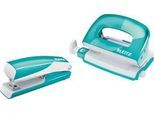 Heftgerät + Locher WOW 5561 SET, eisblau