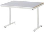 Rau Arbeitstisch Adlatus, elektrisch höhenverstellbar, 25 mm MDF-Platte, Stahlblechbelag, 150 kg, B 1250 x T 1000 x H 720-1120 mm, silber/lichtgrau