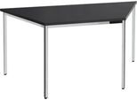 Konferenztisch, bis 6 Personen, Trapez, 4-Fuß Quadratrohr, B 1600 x T 800 x H 720 mm, schwarz/chromsilber