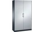 Flügeltürenschrank ASISTO C 3000, 5 Ordnerhöhen, B 1200 mm, anthrazit/alusilber