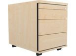 Schäfer Shop Select Rollcontainer 1233, Utensilienauszug + 3 Schubladen, abschließbar, Spanplatte, B 428 x T 600 x H 540 mm, Ahorn