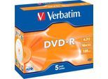 Verbatim® DVD-R, bis 16fach, 4,7 GB/120 min, 5er Jewelcase