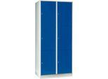 Wertfachschrank 400 mm, 2 Abteile, 6 Fächer, Sicherheitszylinderschloss, Sockel, enzianblau