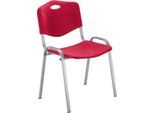 Nowy Styl Besucherstuhl ISO 4L, H 470 mm x B 460 mm x T 410 mm, Kunststoff, mit Stahlgestell, Antikratzfüße, stapelbar, aluminium-rot