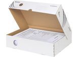Archivboxen Leitz® Easyboxx 80, DIN A4, Aufbau-Automatik, Deckel, Griffloch Beschriftungsfeld, B 80 mm, weiß, 25 Stück