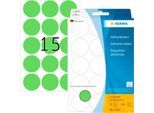 HERMA Klebepunkte 2275, Ø 32 mm, selbstklebend, permanenthaftend, per Hand beschreibbar, 480 Stück auf 32 Blatt, FSC®-Papier, grün