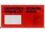 Dokumententasche Lieferschein/Rechnung, DIN lang, selbstklebend, PCR-Polyethylen, rot, 250 Stück